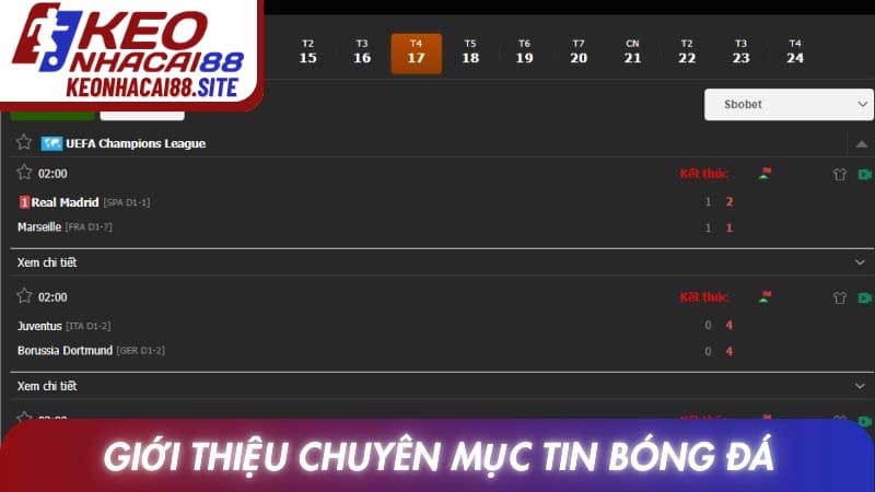 Giới thiệu chuyên mục Tin bóng đá tại Keonhacai
